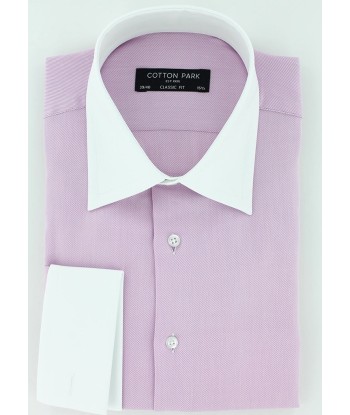 Chemise en twill parme col et poignets mousquetaires blancs chez Cornerstreet bien 