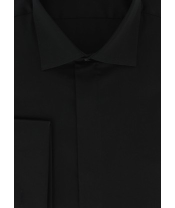 Chemise cintrée noire gorge cachée poignets mousquetaires Fin de série