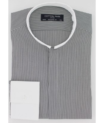 Chemise coupe cintrée col inversé fines rayures noires meilleur choix