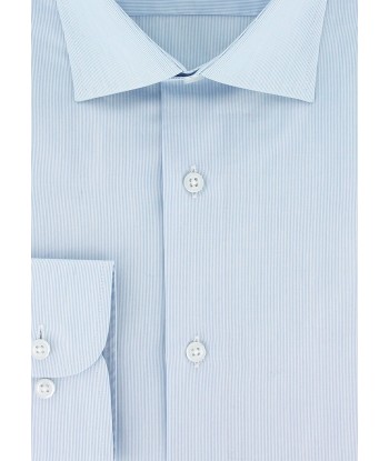 Chemise milleraie bleu ciel petit col italien chez Cornerstreet bien 