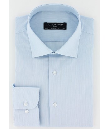 Chemise milleraie bleu ciel petit col italien chez Cornerstreet bien 