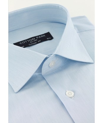 Chemise milleraie bleu ciel petit col italien chez Cornerstreet bien 