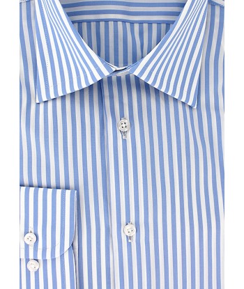 Chemise col français rayures bâtons bleu ciel acheter en ligne