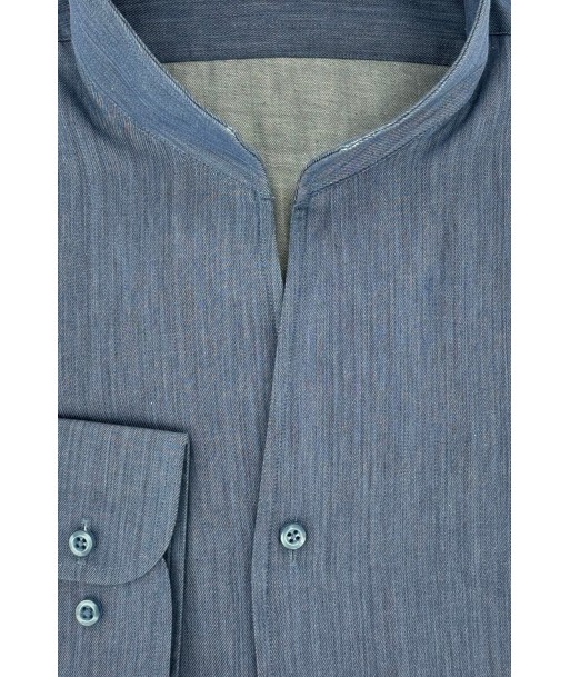 Chemise Denim bleu col droit ouvert prix