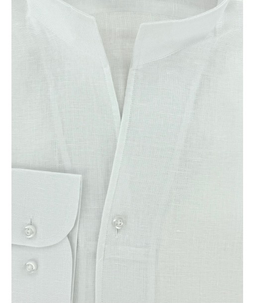 Chemise lin blanc col droit ouvert pour bénéficier 