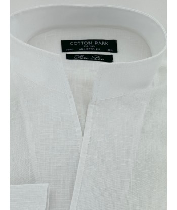 Chemise lin blanc col droit ouvert pour bénéficier 