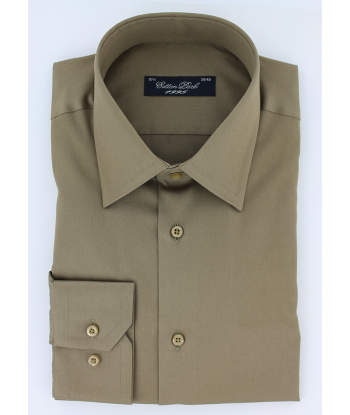 Chemise classique satin de coton brun olive online