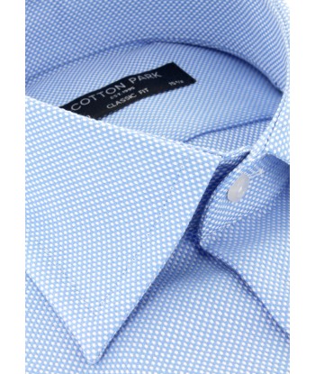 Chemise natté bleu ciel col français de la marque