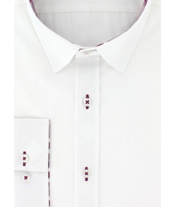 Chemise cintrée blanche avec coudières pourpre Fin de série