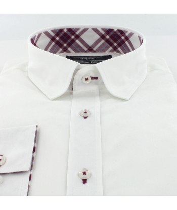 Chemise cintrée blanche avec coudières pourpre Fin de série