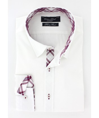 Chemise cintrée blanche avec coudières pourpre Fin de série