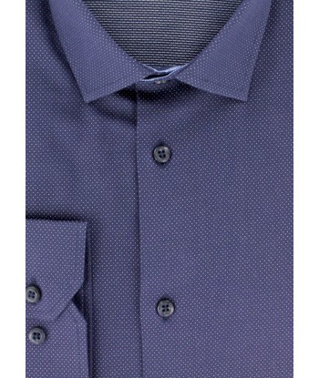 Chemise cintrée bleu marine à pois blancs 2024