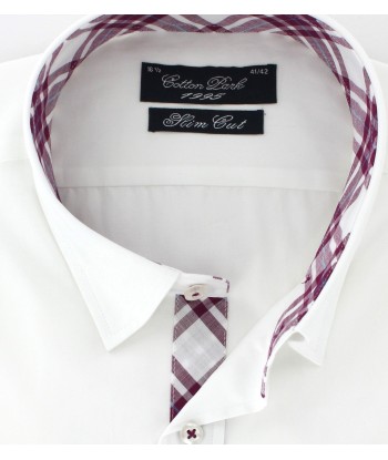 Chemise cintrée blanche avec coudières pourpre Fin de série