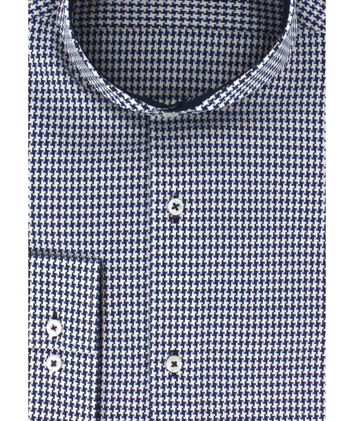 Chemise cintrée motif pied de poule bleu marine À commander