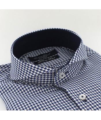 Chemise cintrée motif pied de poule bleu marine À commander