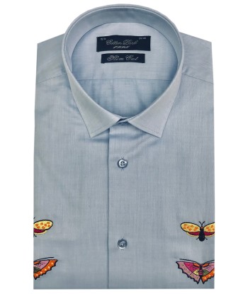 Chemise cintrée brodée ciel ou a consommer sur place