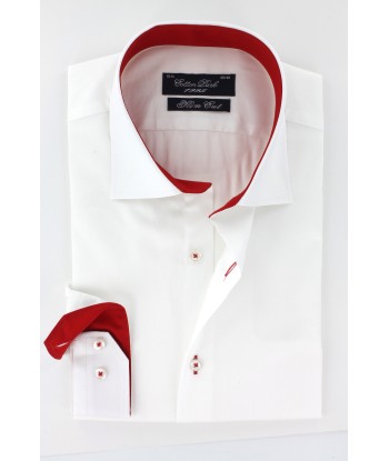 Chemise cintrée blanche opposition rouge une grave pollution 