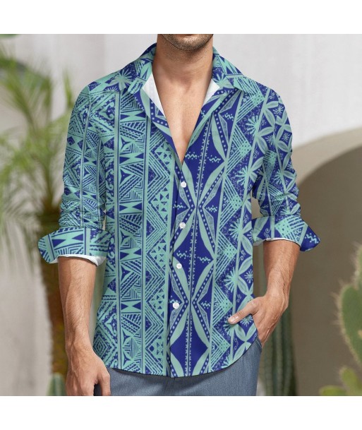 Chemise mata bleu foncé imprimée gatu acheter