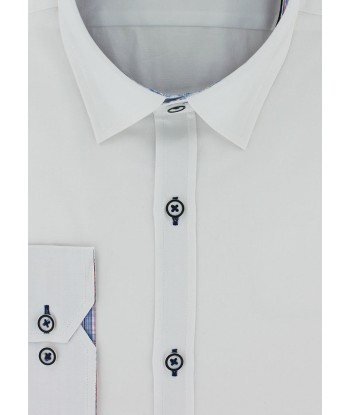 Chemise cintrée oxford blanc opposition carreaux shop