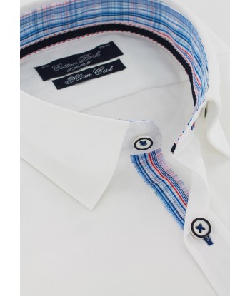 Chemise cintrée oxford blanc opposition carreaux shop