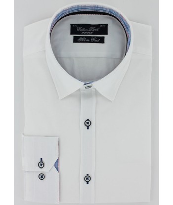 Chemise cintrée oxford blanc opposition carreaux shop