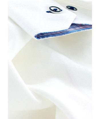 Chemise cintrée oxford blanc opposition carreaux shop