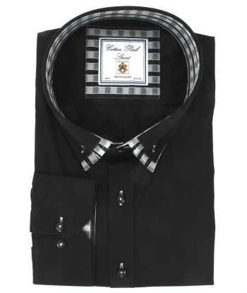 Chemise double col noir et carreaux france