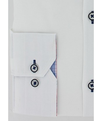 Chemise cintrée oxford blanc opposition carreaux shop