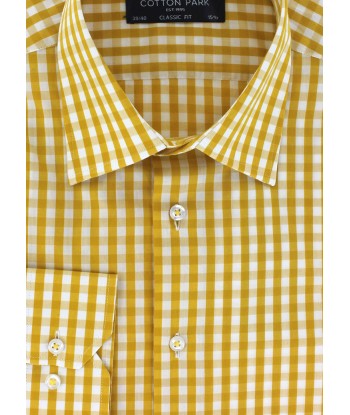 Chemise en popeline vichy jaune en linge