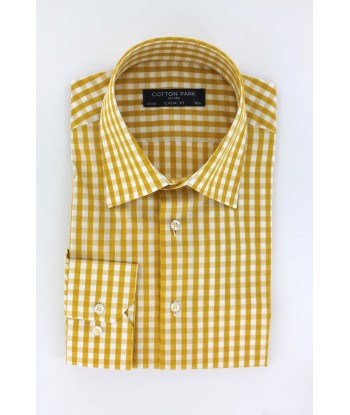 Chemise en popeline vichy jaune en linge