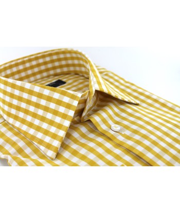 Chemise en popeline vichy jaune en linge