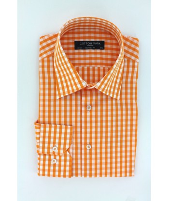 Chemise classique vichy orange Les magasins à Paris et en Île-de-France