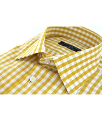 Chemise en popeline vichy jaune en linge