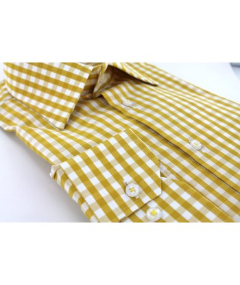 Chemise en popeline vichy jaune en linge