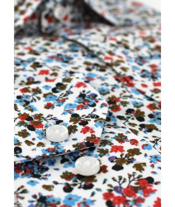 Chemise cintrée à fleurs bleu ciel et kaki livraison et retour toujours gratuits