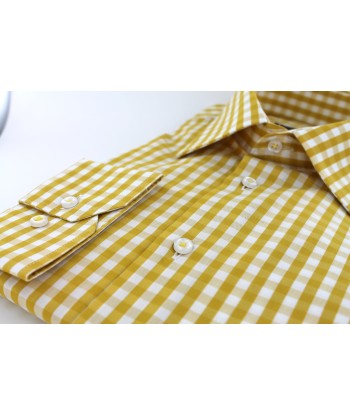 Chemise en popeline vichy jaune en linge