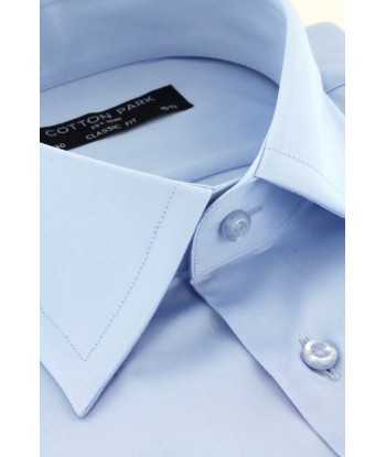 Chemise en satin de coton bleu ciel col français poignets mousquetaires 50% de réduction en Octobre 2024