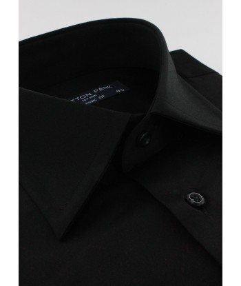 Chemise en satin de coton noir col français 2023