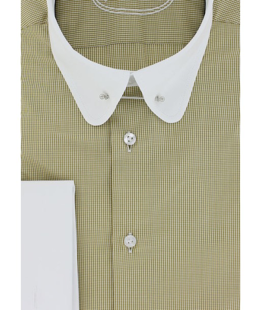 Chemise classique col anglais vichy jaune moutarde double retors une grave pollution 