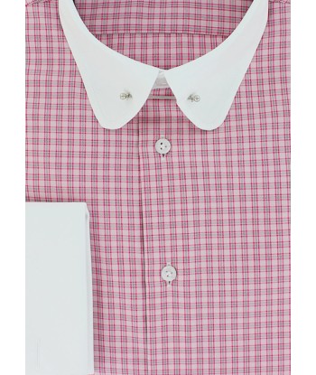 Chemise col anglais à motif tartan rose double retors acheter en ligne