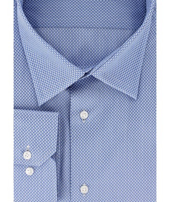 Chemise col français bleu ciel à motifs tangram acheter