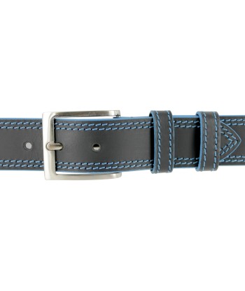 Ceinture en cuir noir surpiqué ciel pas cher 