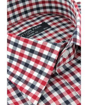 Chemise en popeline vichy noir et rouge en ligne