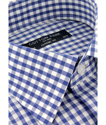 Chemise en popeline vichy bleu français