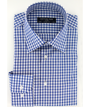 Chemise en popeline vichy bleu français