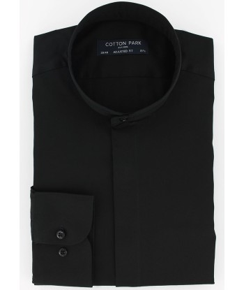 Chemise cintrée col mao noir pas cher 