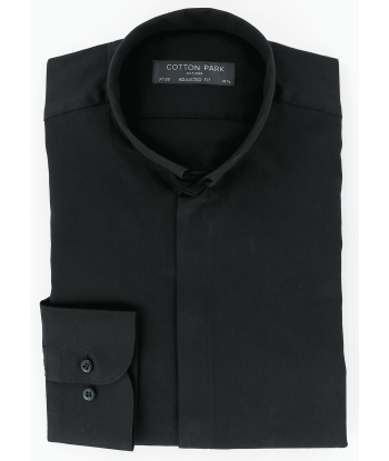 Chemise noire coupe cintrée col inversé ou a consommer sur place