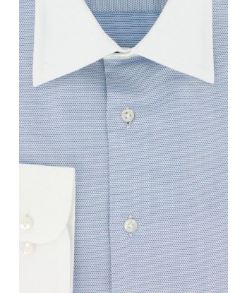 Chemise double retors col blanc à motifs bleu ciel en stock