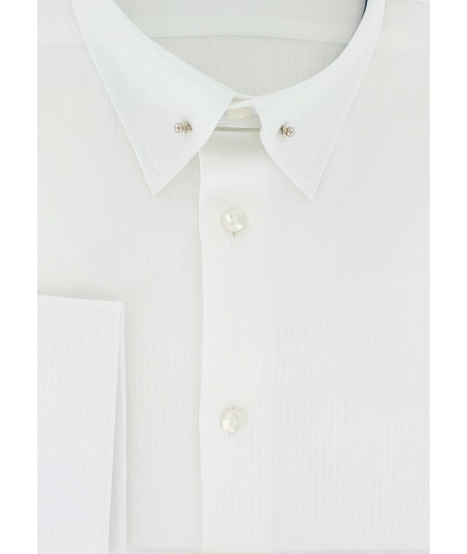 Chemise col anglais rayures blanches ton sur ton double retors chez Cornerstreet bien 