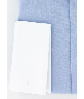 Chemise classique en twill bleu ciel col et poignets mousquetaires blancs meilleur choix